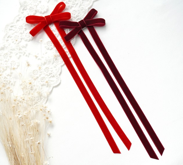 spinki i klamry do włosów HAFTOWANA Spinka / opaska do włosów świąteczna kokarda CZERWONA