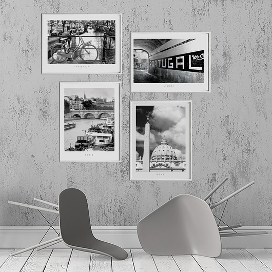 4 plakaty serii STOLICE bez ramek Poster Gallery Wall