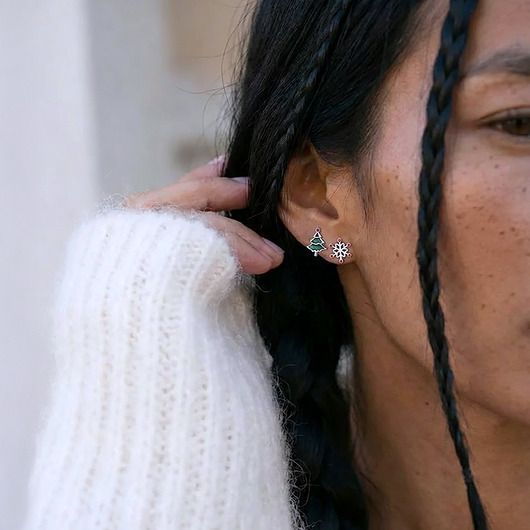 kolczyki srebrne Świąteczne kolczyki srebrne z choinką