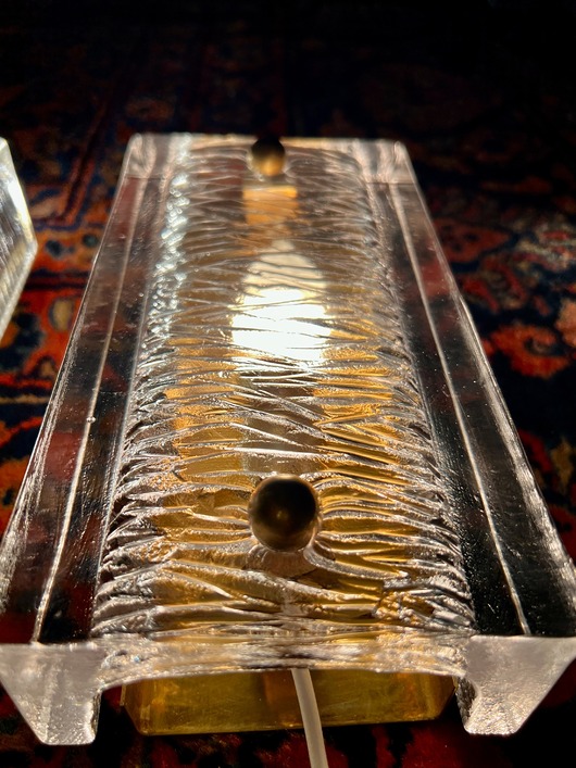 kinkiety Kinkiet Pukeberg lata 60/70 szkło mosiądz Mid Century Modern 22x11cm