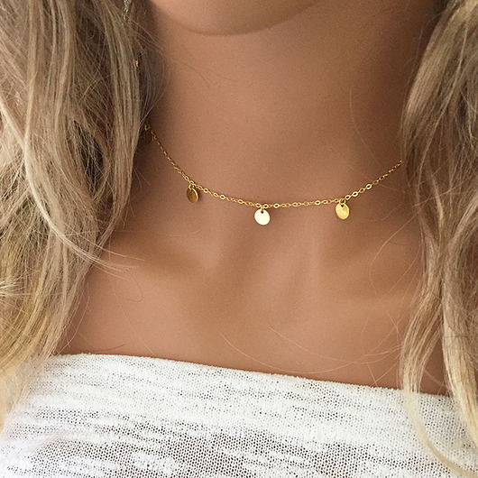 chokery Naszyjnik choker z kółeczkami, coin choker