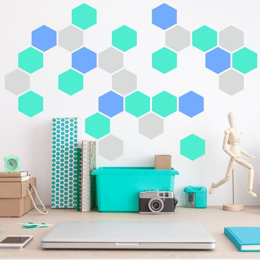 naklejki ścienne do pokoju dziecka Heksagony naklejki na ścianę 5szt