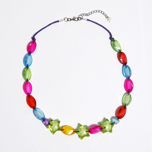 chokery Naszyjnik - Kolorowy, zielone gwiazdki 2