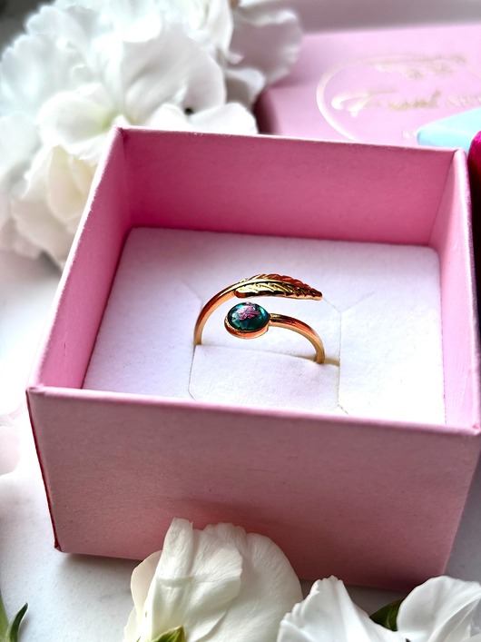 pierścionek z żywicy Pierścionek listek