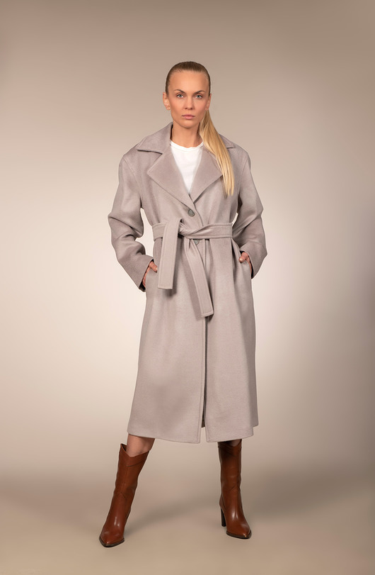 płaszcze damskie Płaszcz z kaszmiru w kolorze wrzosowym