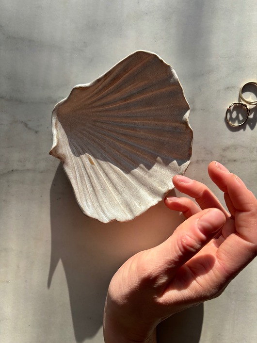 pojemniki na biżuterię Handmade Muszelka na Biżuterię Ceramiczna Rustic Naked Beige
