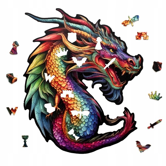 puzzle dla dzieci PUZZLE DREWNIANE DUŻY SMOK 140 elementów DRAPIEŻNY SMOK L