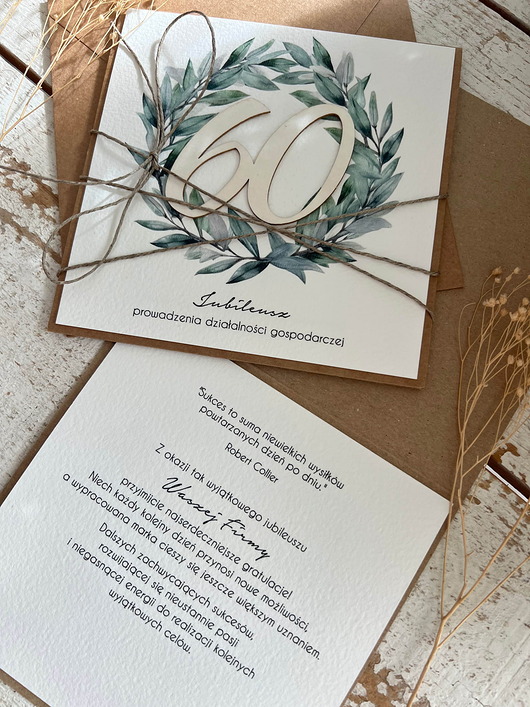 kartki scrapbooking Ręcznie robiona kartka na 60 jubileusz firmy (60-lecie działalności)