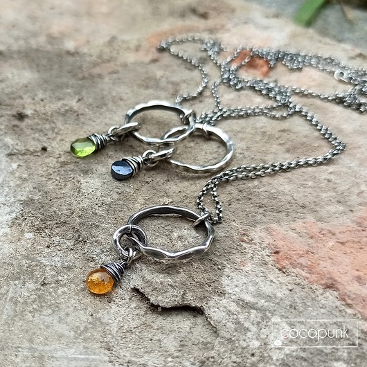 srebrne naszyjniki Srebro i turmalin / spinel / peridot - naszyjnik.