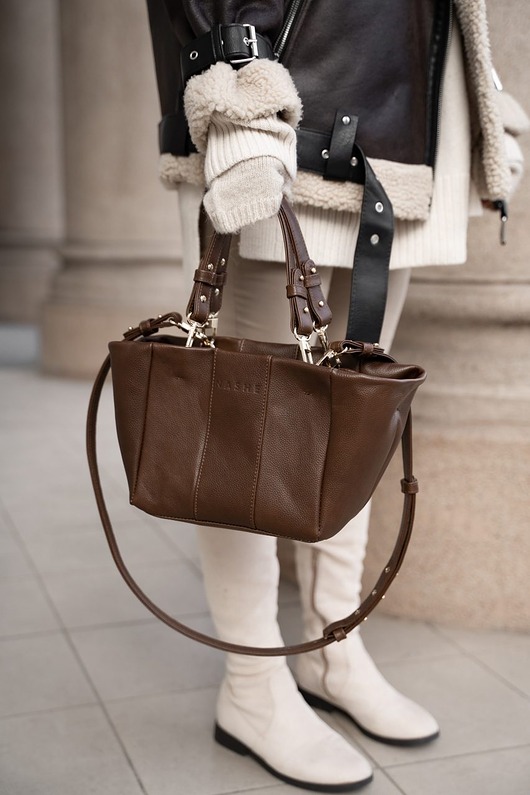 torby na ramię Skórzana torebka - czekoladowy brąz - HARMONY BAG