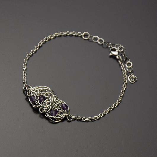 bransoletki wire wrapping Bransoletka z ametystami ametyst wire wrapping