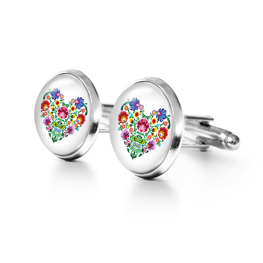 spinki do mankietów Serce folkowe - spinki do mankietów