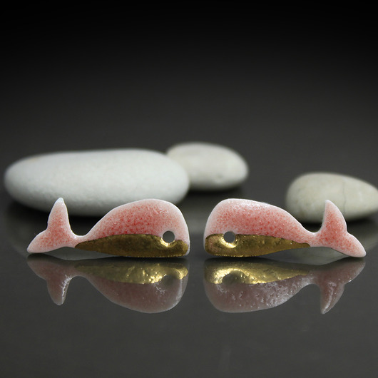 kolczyki ceramiczne Wieloryby/stal chirugiczna/