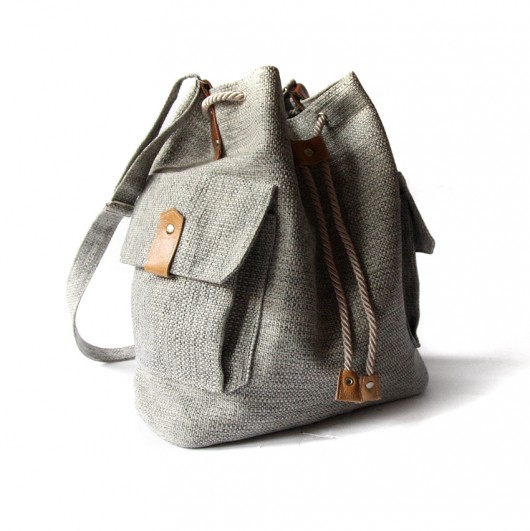 torba - light grey&camel&stripes- elfagado