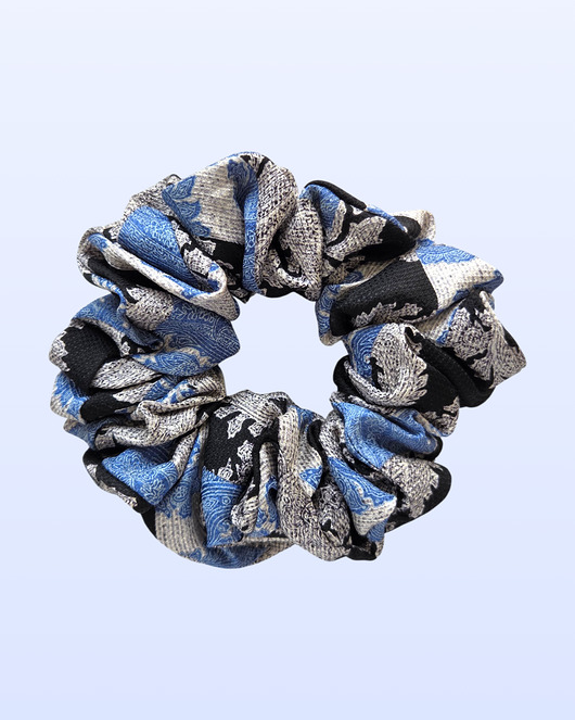 gumki do włosów Scrunchie MIDI szaro-niebieska