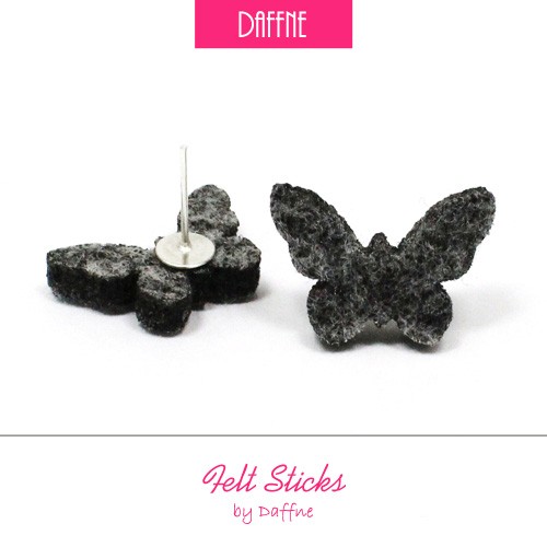Kolczyki Butterfly Gray Felt Sticks by Daffne LOVINA PRINTS