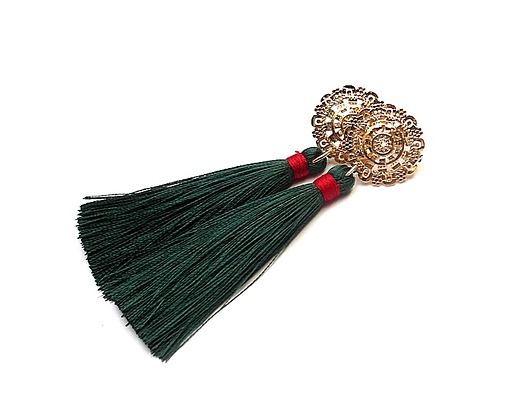 BOHO / rosette green /11.04.2018/ - kolczyki KiKa pracownia