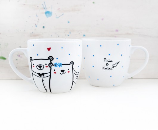 2 kubki ślubne , dla pary - porcelana  miamilu