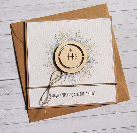 kartki na komunię Kartka z życzeniami : I Komunia Święta : delikatna