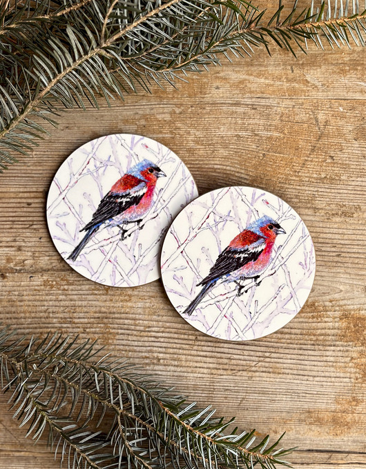 podkładki do kuchni Podkładki -Zięba Podkładki pod kubek- ilustracja