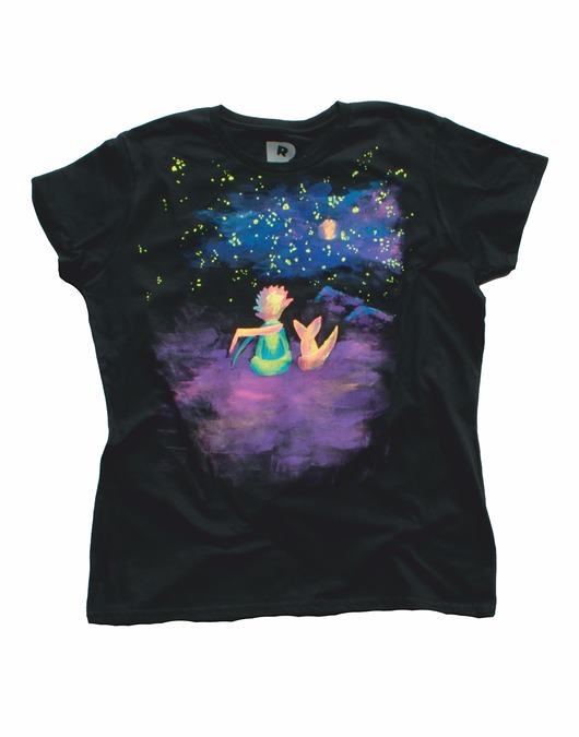 t-shirt damskie Ręcznie malowana damska koszulka Mały Książe