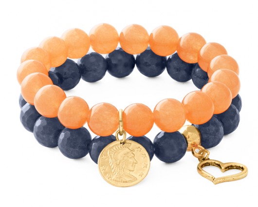 Navy blue & orange jade with pendants. Lavoga