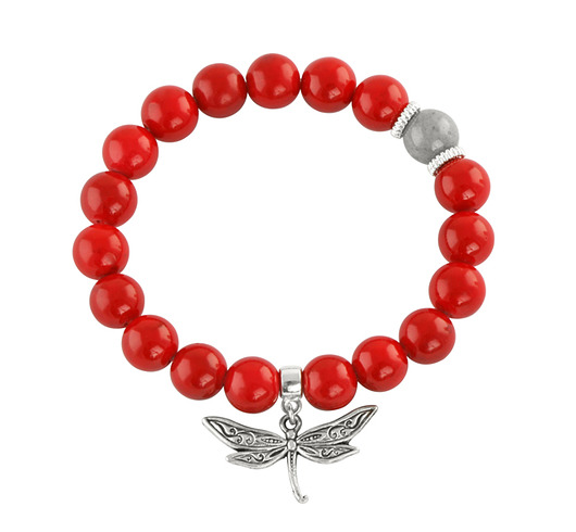 Red & grey jade with dragonfly. Lavoga