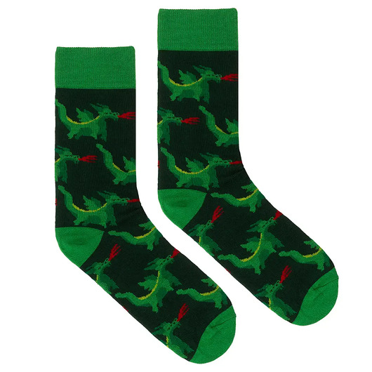 skarpetki męskie Skarpetki krakowskie smoki zielone skarpetki we wzory Kabak