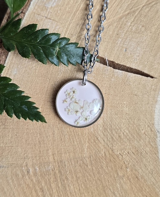 wisiory Srebrny wisiorek prawdziwe kwiaty pudrowy róż