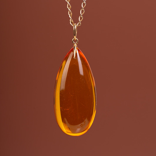 wisiory Złoty wisiorek z bursztynem bałtyckim