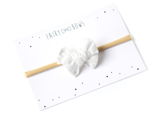 Opaska kokardka mini biała na chrzest FairyBows