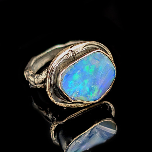 pierścionki srebrne Pierścionek gałązka z opalem