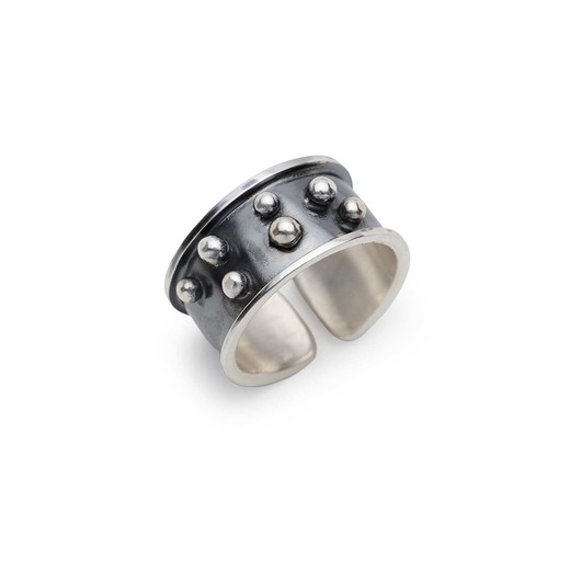 pierścionki srebrne Pierścionek-obrączka, doginany, oksydowany, srebro, szer. 1,0 cm