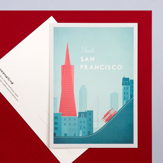 Plakat San Francisco - retro pocztówka minimalmill
