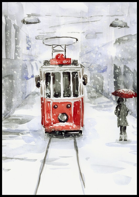 plakaty Plakat "Śnieg i stary tramwaj"