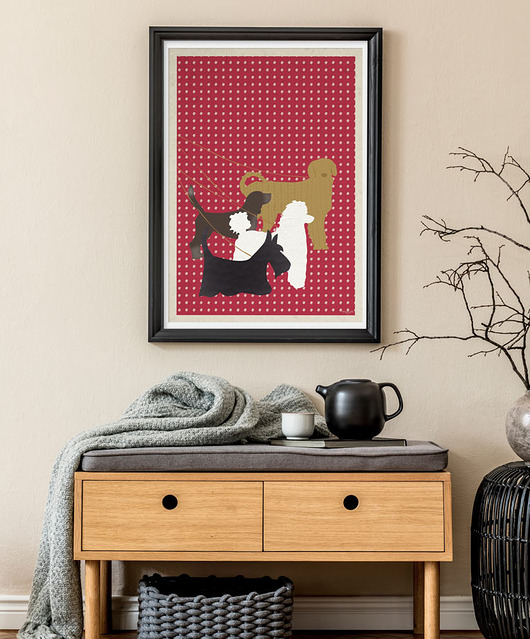 plakaty Psy na spacerze - plakat 50x70 cm fine art