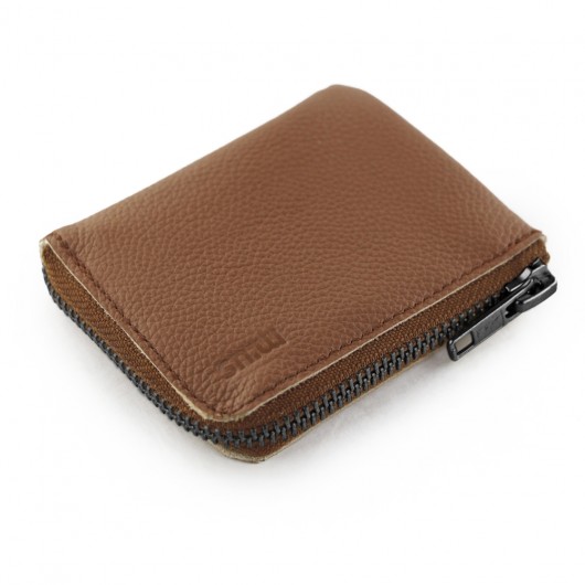 Poche Leather Fold B - Skórzany portfel Karmel mius