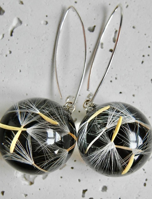 Kolczyki srebrne z nasionami dmuchawca Grol Jewellery