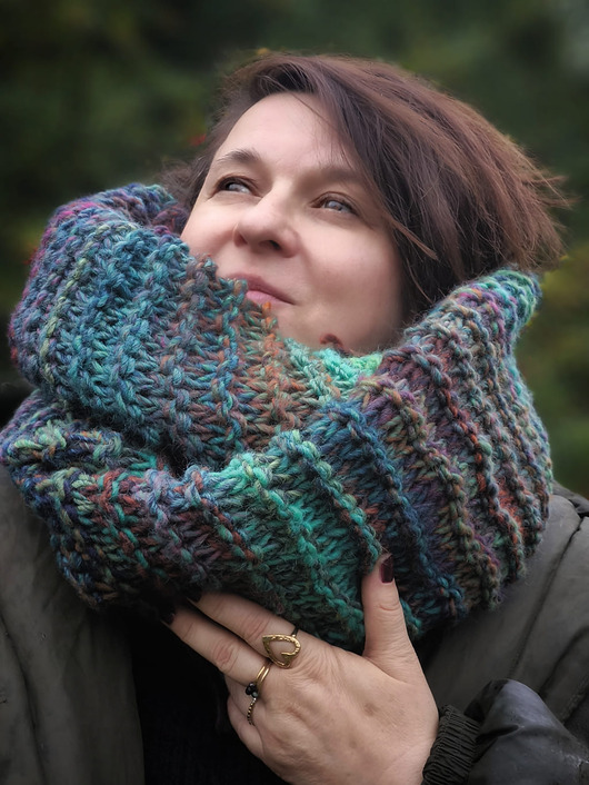 szale damskie Duży szal MAXCOLOR  handmade " leśna harmonia"