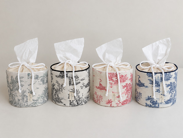 tekstylia - różne Toile de Jouy Roll Tissue  Cover, French Country Shabby Chic tissue Holder