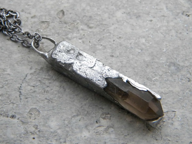biżuteria męska Kloc z  kwarcem dymnym  - naszyjnik