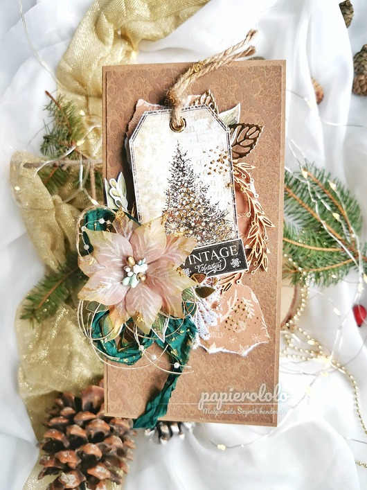 kartki świąteczne Kartka bożonarodzeniowa w brązie