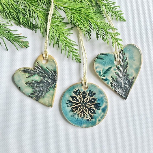 ozdoby choinkowe Zestaw 3 zawieszek ceramicznych