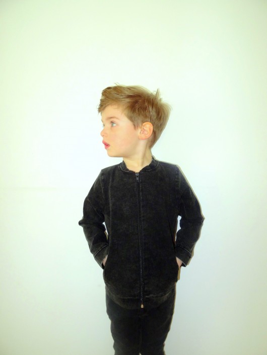 Bomber jeansowy czarny marmurek HONOLULU Design Studio