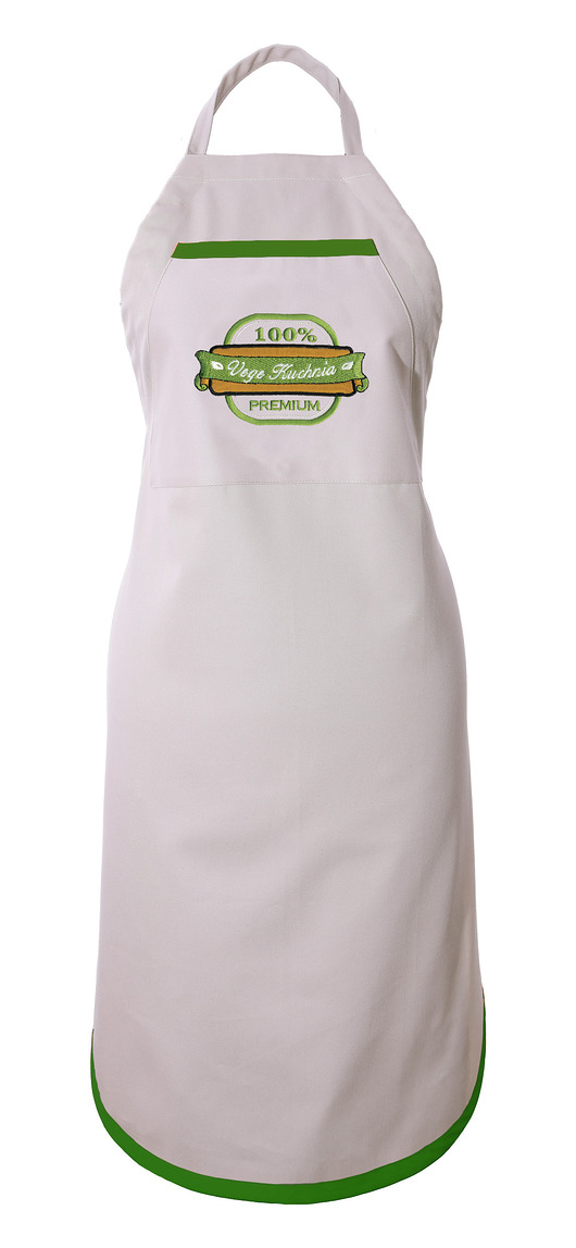 fartuchy kuchenne Fartuch Kuchenny bawełniany beżowy haftowany VEGE KUCHNIA EXTRA PREZENT