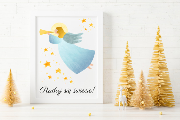 grafiki i ilustracje Ilustracja anioł Boże Narodzenie plakat grafika