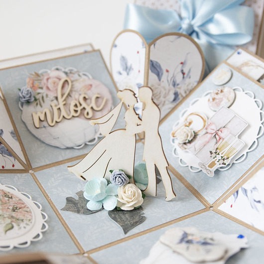 kartki scrapbooking Pamiątka ślubu, giga exploding box, kartka 3d na wesele