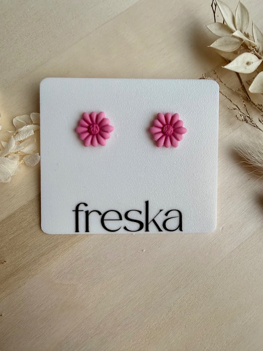 kolczyki z masy plastycznej Kolczyki Kwiatki cieniowane wiosenny róż