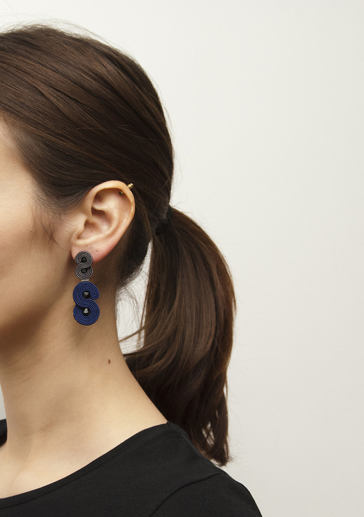 kolczyki soutache Granatowe kolczyki sutasz wkrętki