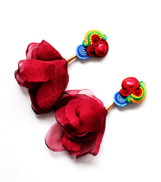 kolczyki soutache Sutaszowe kolczyki BORDEAUX _ EXPRESS